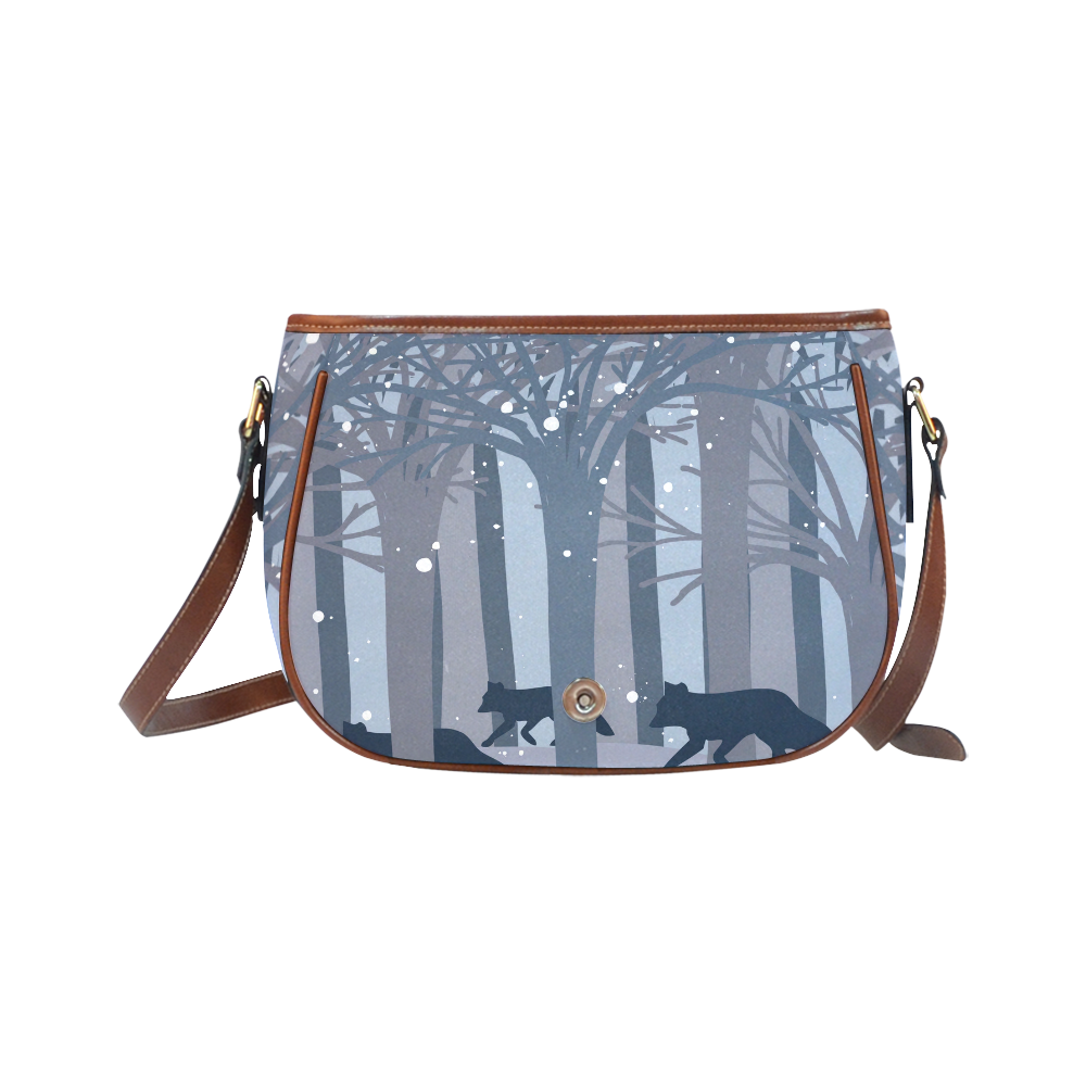 Foxes in the winter forest Saddle Bag/Small (Model 1649) Full Customization