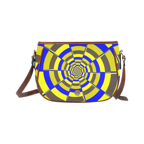 Crazy Dart Blue Yellow Brown Saddle Bag/Small (Model 1649) Full Customization