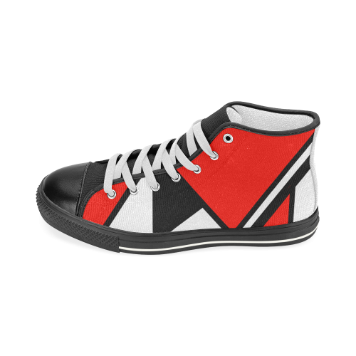 Red, Black, White Geometric by ArtformDesigns Men’s Classic High Top Canvas Shoes (Model 017)