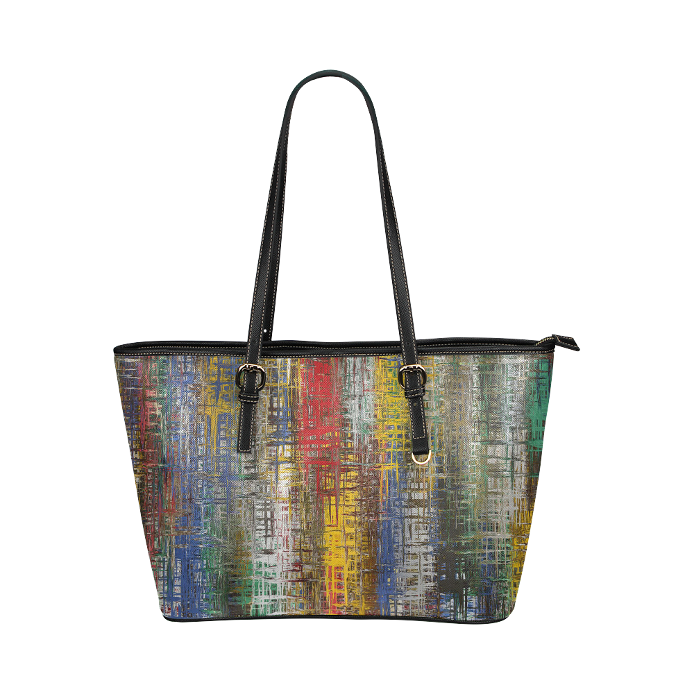 Colorful Grunge Leather Tote Bag/Large (Model 1651)