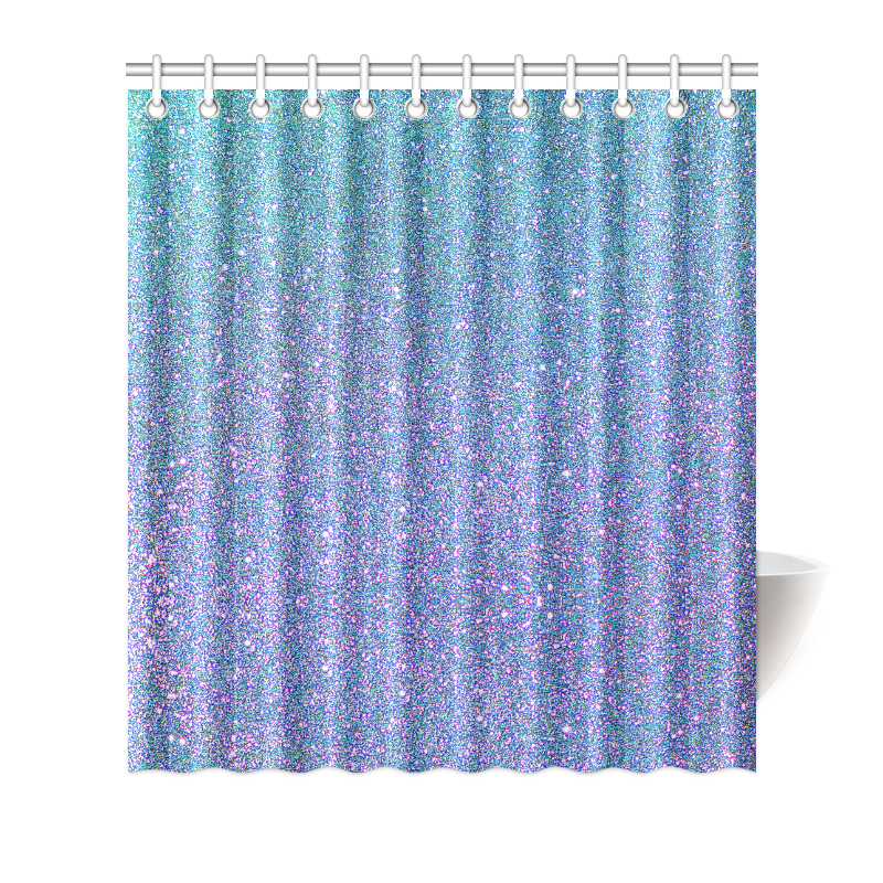 Blue glitter Shower Curtain 66"x72"