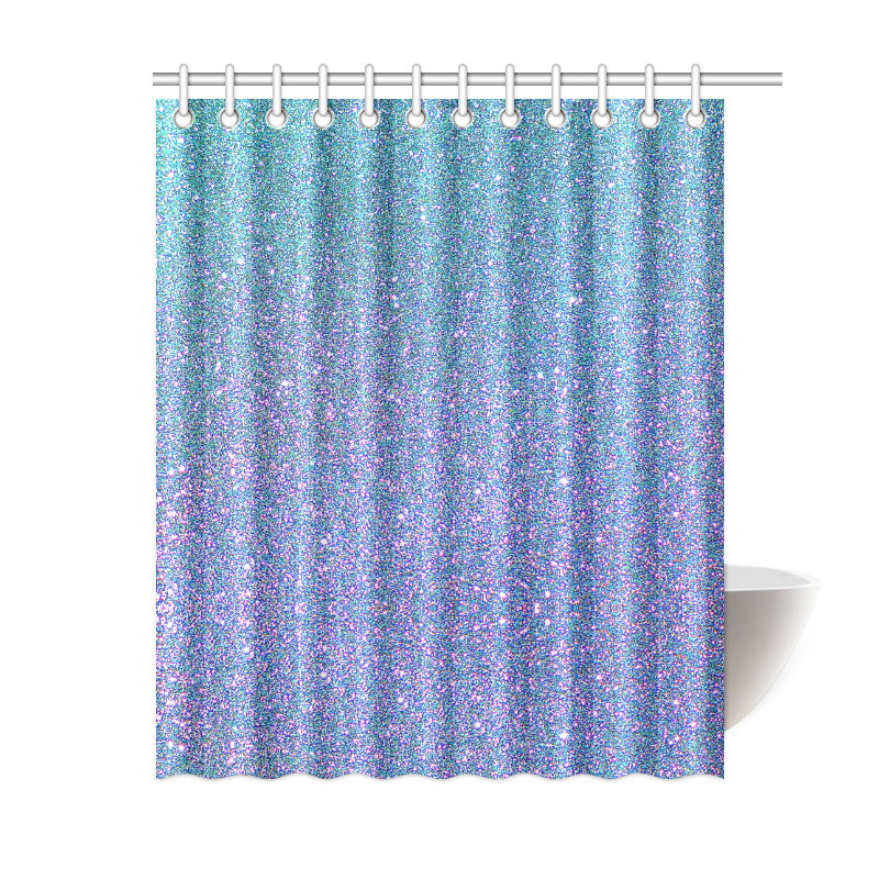 Blue glitter Shower Curtain 60"x72"