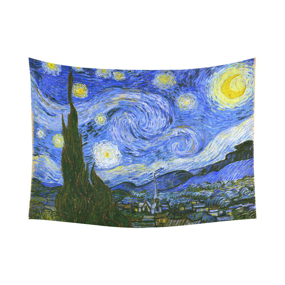 Van Gogh Starry Night Cotton Linen Wall Tapestry 80"x 60"