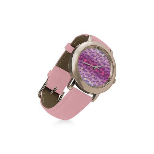 Geometric Women's Rose Gold Leather Strap Watch(Model 201)