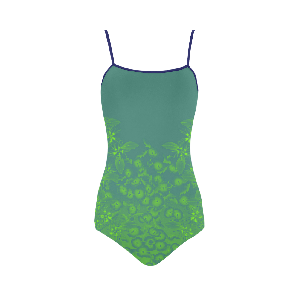 Viridian Wildflower Print by Aleta Strap Swimsuit ( Model S05)