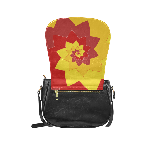 Flower Blossom Spiral Design  Red Yellow Classic Saddle Bag/Small (Model 1648)