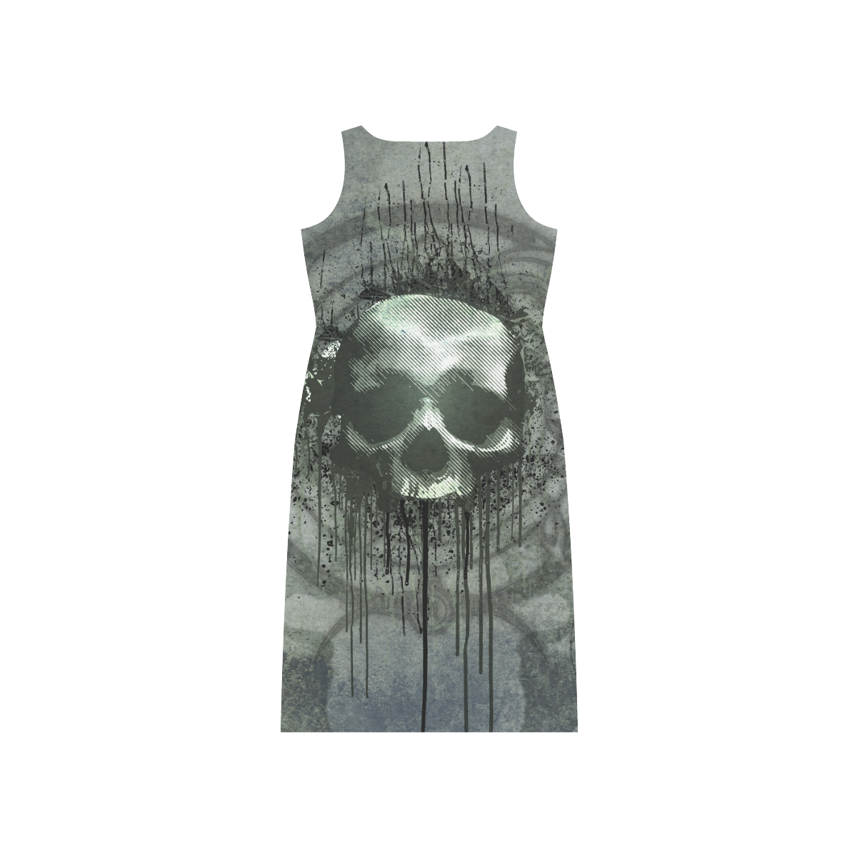 Awesome skull with bones and grunge Phaedra Sleeveless Open Fork Long Dress (Model D08)