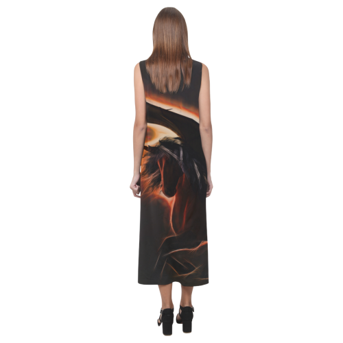 Awesome dark unicorn Phaedra Sleeveless Open Fork Long Dress (Model D08)