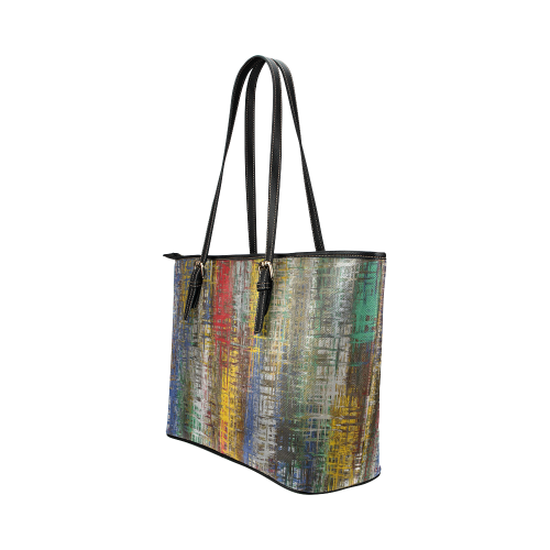 Colorful Grunge Leather Tote Bag/Large (Model 1651)