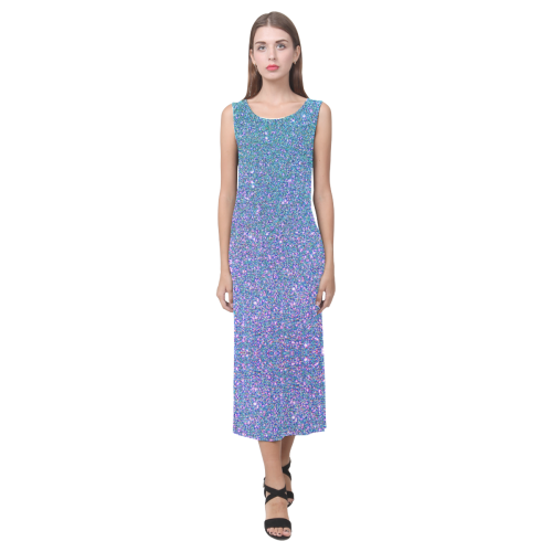 Blue glitter Phaedra Sleeveless Open Fork Long Dress (Model D08)