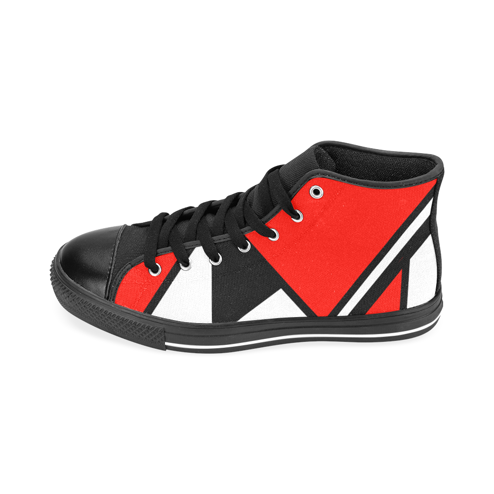 Red, Black, White Geometric by ArtformDesigns Men’s Classic High Top Canvas Shoes /Large Size (Model 017)