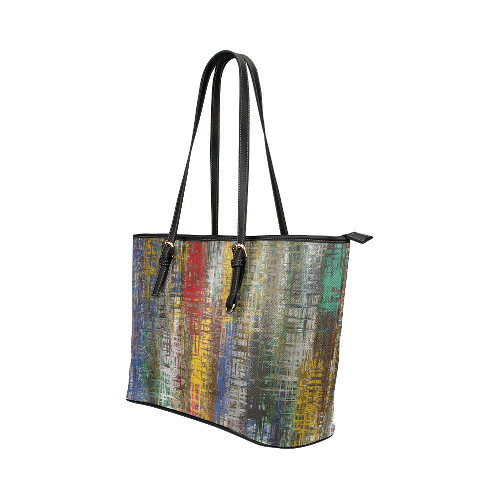 Colorful Grunge Leather Tote Bag/Large (Model 1651)