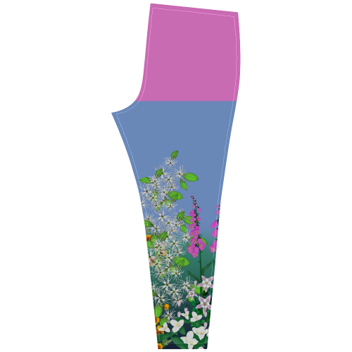 Cali Wildflowers & Pink Shorts by Aleta Cassandra Women's Leggings (Model L01)