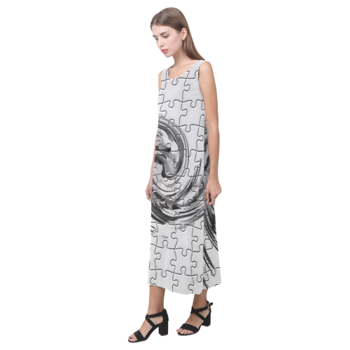 Puzzles Twister by Artdream Phaedra Sleeveless Open Fork Long Dress (Model D08)