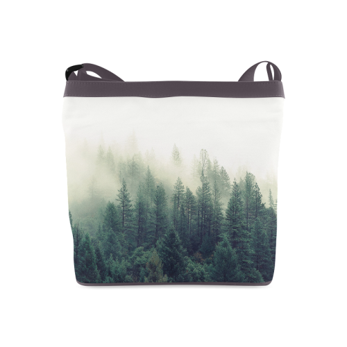 Calming Green Nature Forest Scene Misty Foggy Crossbody Bags (Model 1613)