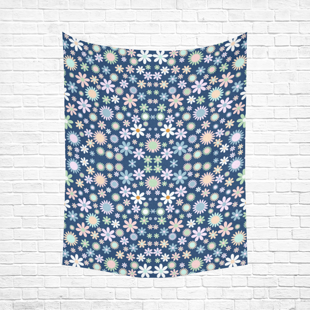 Flowers Cotton Linen Wall Tapestry 60"x 80"