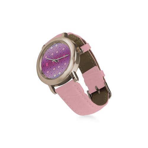 Geometric Women's Rose Gold Leather Strap Watch(Model 201)