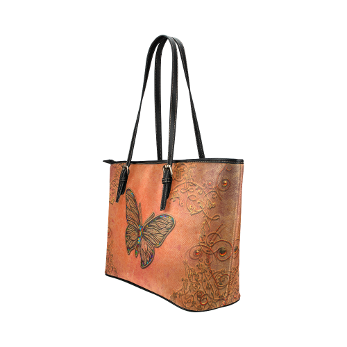 Wonderful butterflies, decorative design Leather Tote Bag/Small (Model 1651)