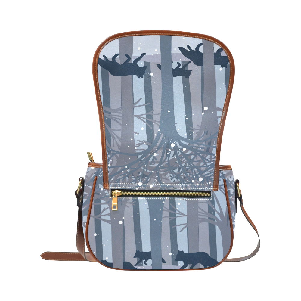 Foxes in the winter forest Saddle Bag/Small (Model 1649) Full Customization