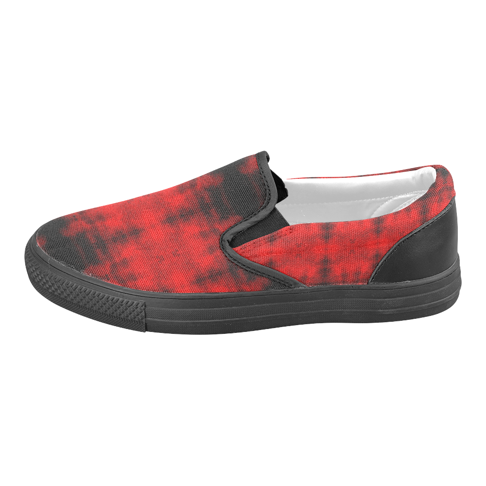 Red Black Gothic Pattern Women's Unusual Slip-on Canvas Shoes (Model 019)