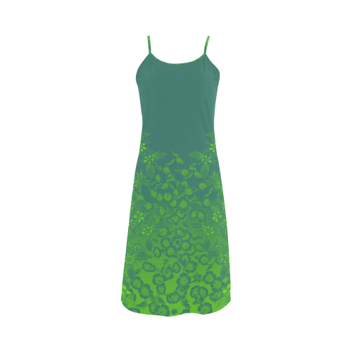 Viridian Wildflower Print by Aleta Alcestis Slip Dress (Model D05)