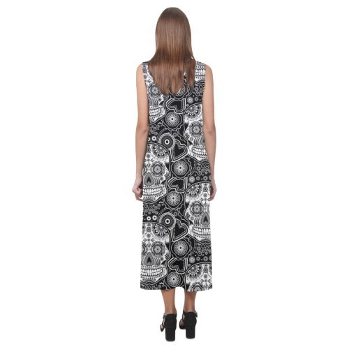 sugar skull Phaedra Sleeveless Open Fork Long Dress (Model D08)