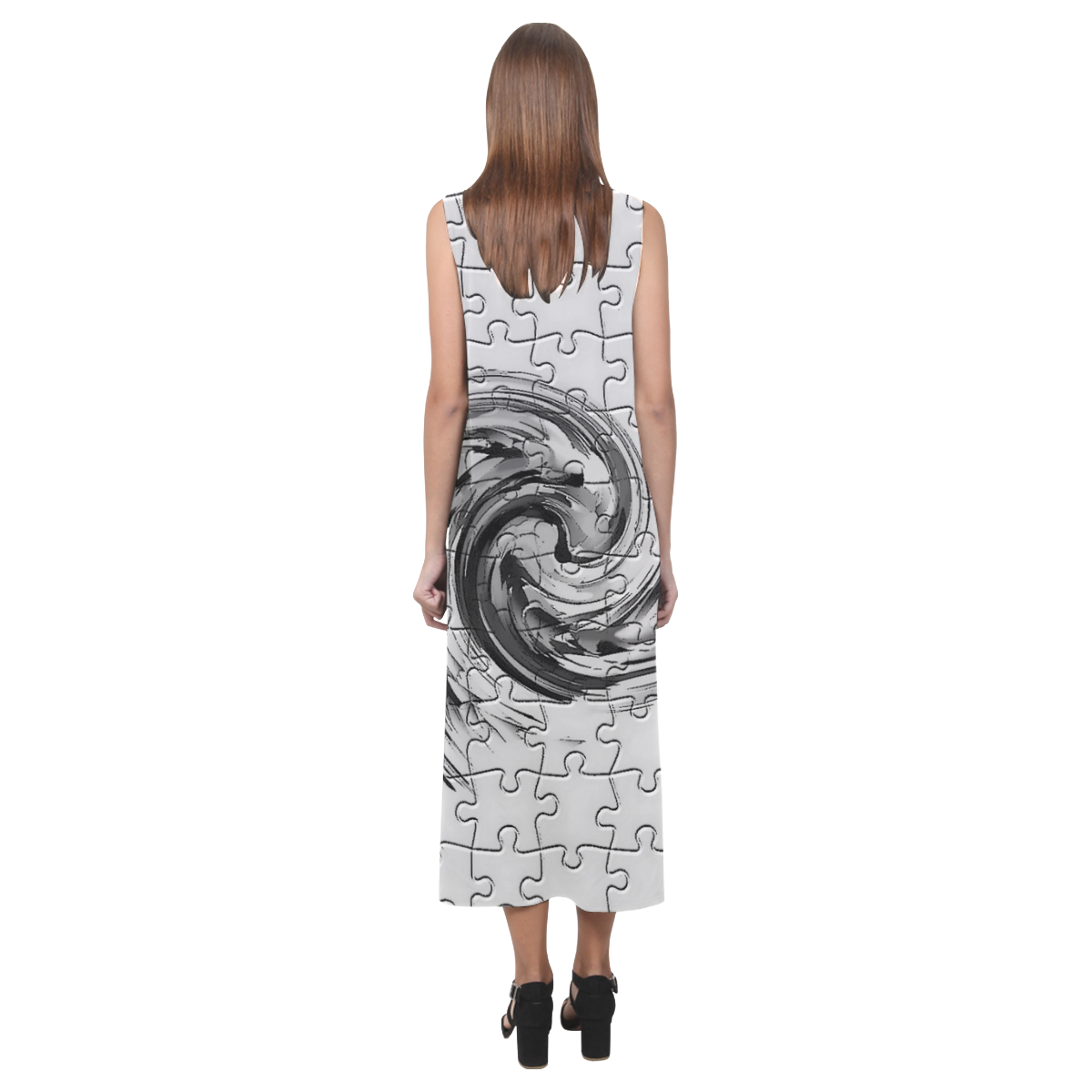 Puzzles Twister by Artdream Phaedra Sleeveless Open Fork Long Dress (Model D08)