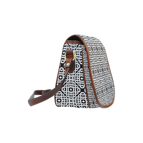 CELTIC KNOT pattern - black white Saddle Bag/Large (Model 1649)