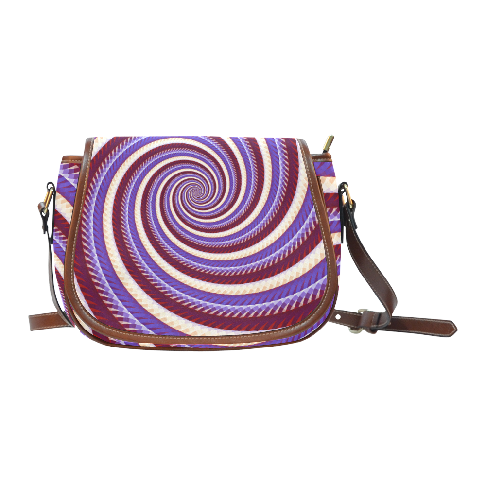 Coarse Woven Design Fawn Lilac Blue Spiral Saddle Bag/Small (Model 1649) Full Customization