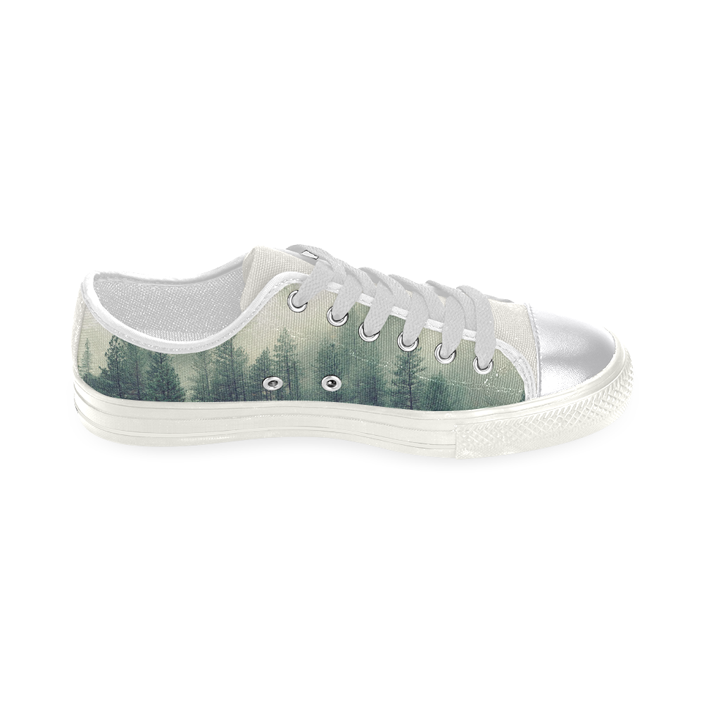 Calming Green Nature Forest Scene Misty Foggy Women's Classic Canvas Shoes (Model 018)