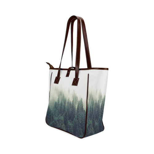 Calming Green Nature Forest Scene Misty Foggy Classic Tote Bag (Model 1644)