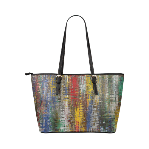 Colorful Grunge Leather Tote Bag/Large (Model 1651)