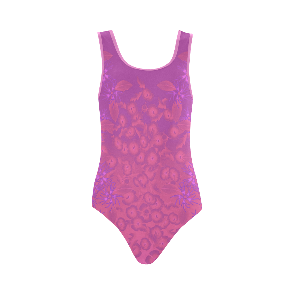 Luscious Wildflower Print by Aleta Vest One Piece Swimsuit (Model S04)