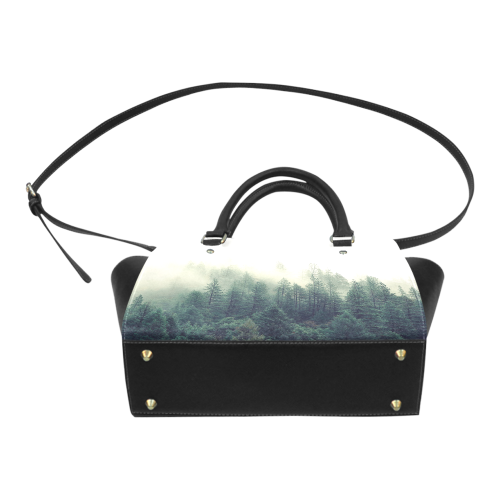 Calming Green Nature Forest Scene Misty Foggy Classic Shoulder Handbag (Model 1653)
