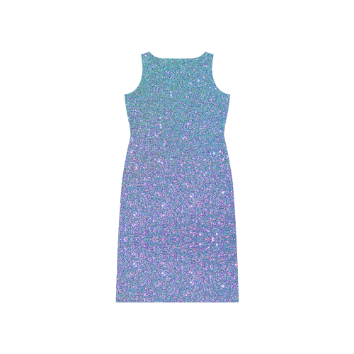 Blue glitter Phaedra Sleeveless Open Fork Long Dress (Model D08)