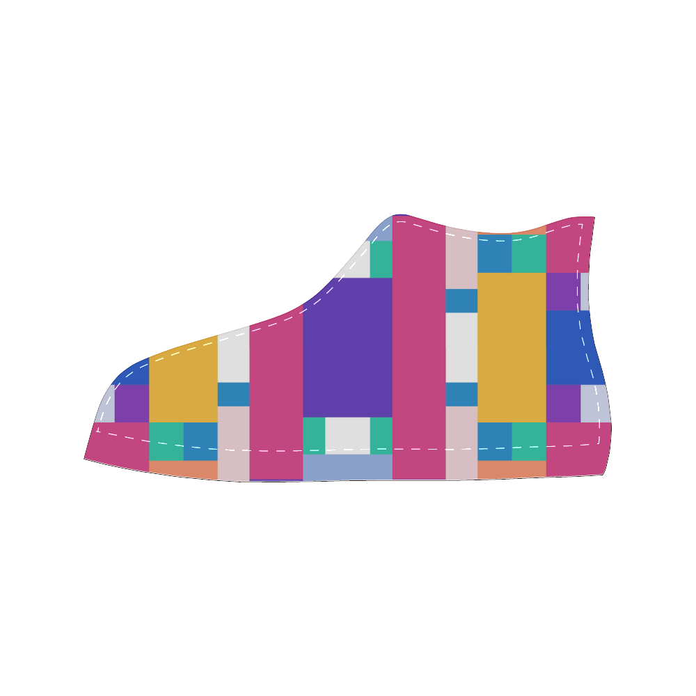 Rectangles Men’s Classic High Top Canvas Shoes (Model 017)