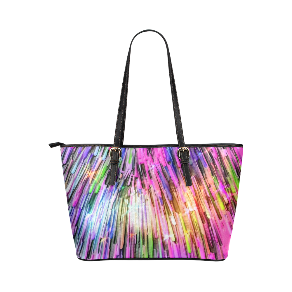 Glowing Times by Artdream Leather Tote Bag/Large (Model 1651)