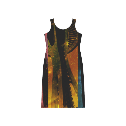 Seattle Space Needle Phaedra Sleeveless Open Fork Long Dress (Model D08)