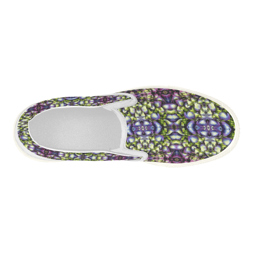 Flowers: Purple, Blue & White Hydrangeas Women's Slip-on Canvas Shoes (Model 019)