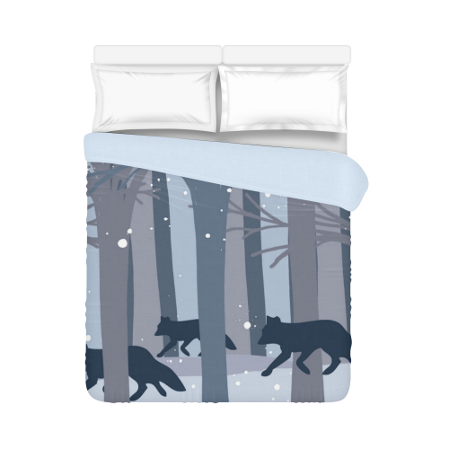 Foxes in the winter forest Duvet Cover 86"x70" ( All-over-print)