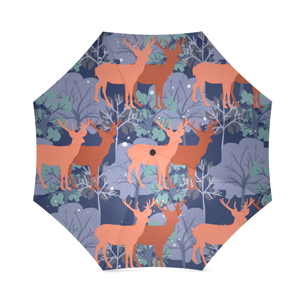 Deer in the winter forest Foldable Umbrella (Model U01)