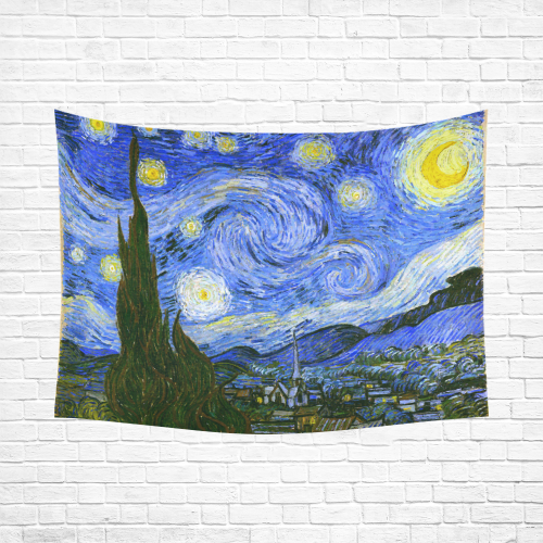 Van Gogh Starry Night Cotton Linen Wall Tapestry 80"x 60"