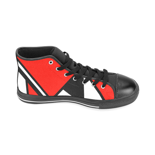 Red, Black, White Geometric by ArtformDesigns Men’s Classic High Top Canvas Shoes /Large Size (Model 017)