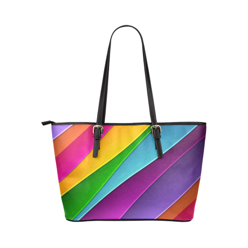 Layered Rainbow Leather Tote Bag/Large (Model 1651)