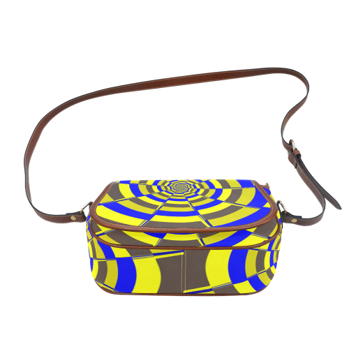 Crazy Dart Blue Yellow Brown Saddle Bag/Small (Model 1649) Full Customization