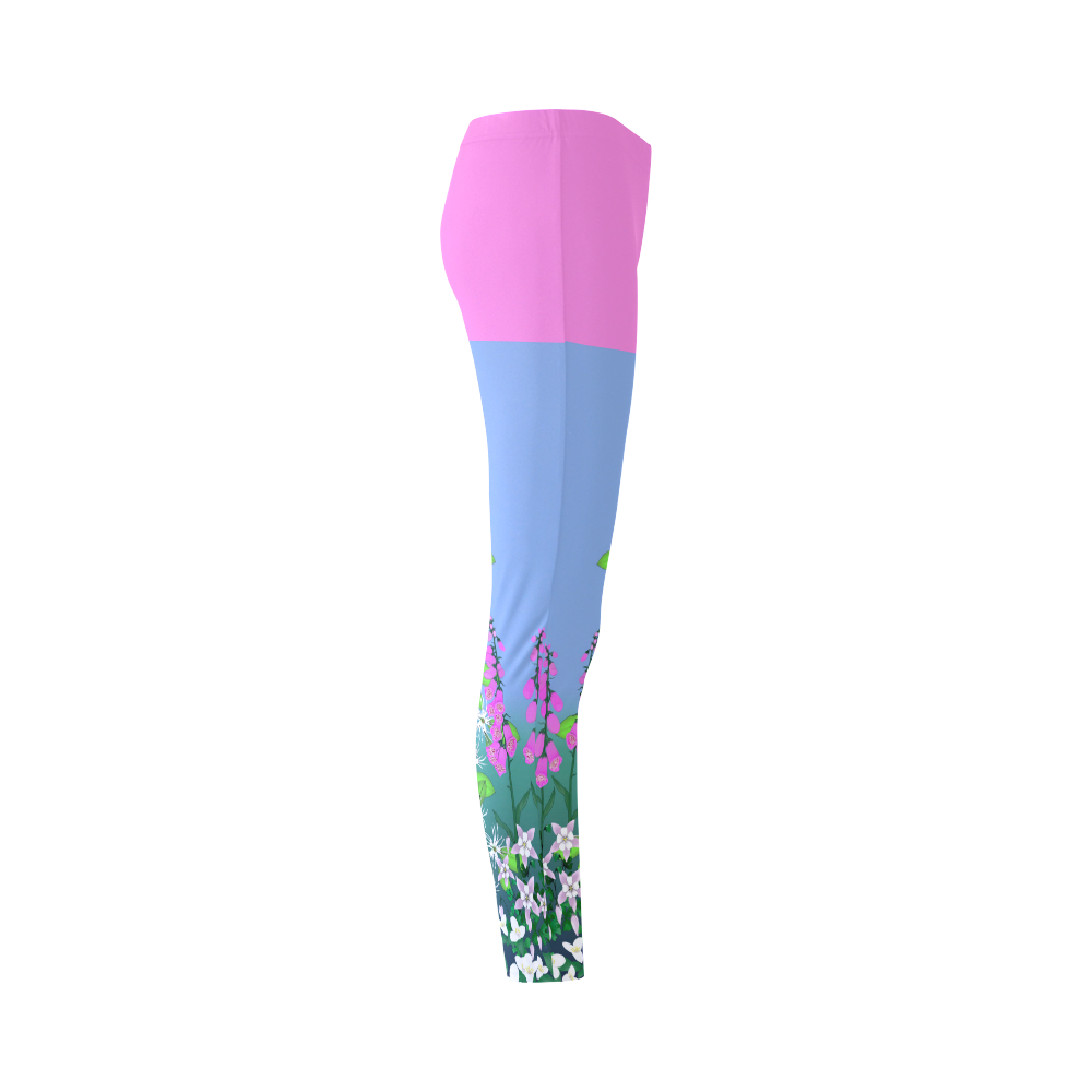 Cali Wildflowers & Pink Shorts by Aleta Cassandra Women's Leggings (Model L01)