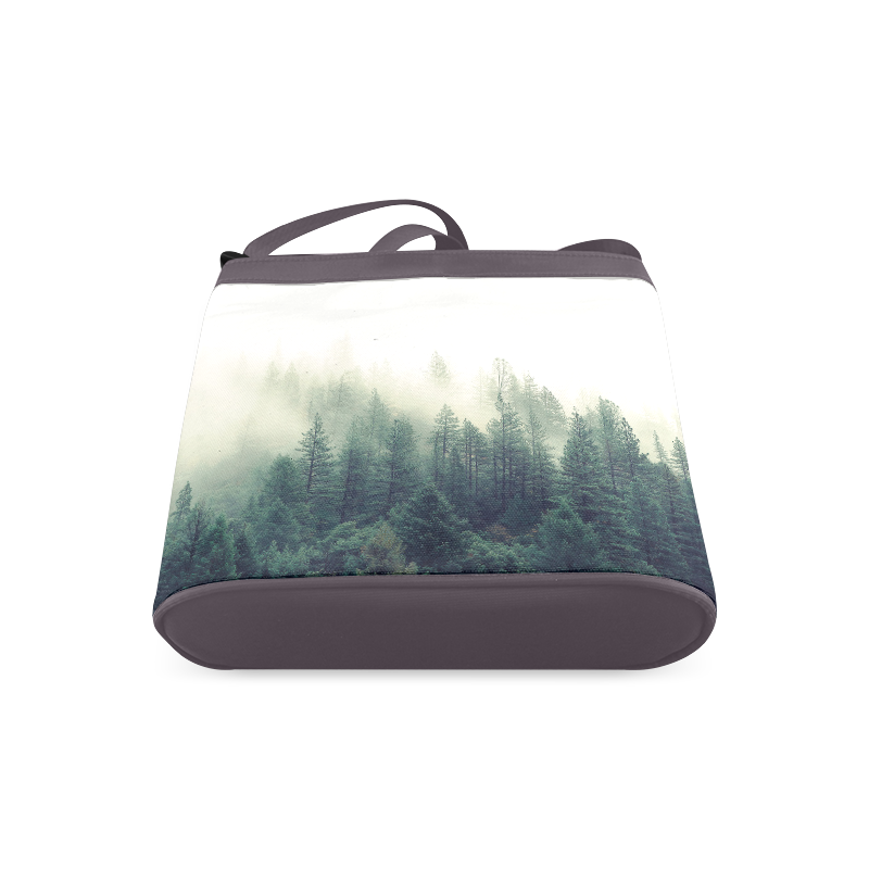 Calming Green Nature Forest Scene Misty Foggy Crossbody Bags (Model 1613)