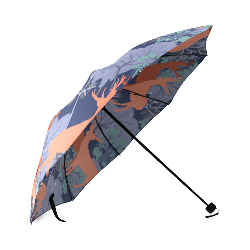 Deer in the winter forest Foldable Umbrella (Model U01)