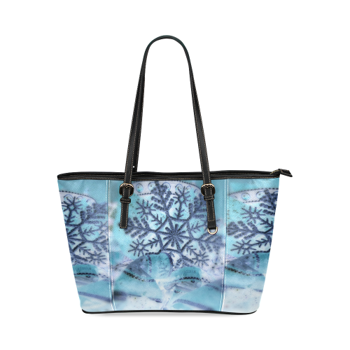 Icy snowflake by Martina Webster Leather Tote Bag/Small (Model 1640)