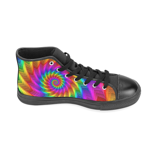 Psychedelic Rainbow Spiral Men’s Classic High Top Canvas Shoes /Large Size (Model 017)